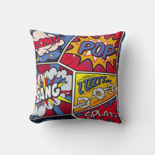 Retro-Pop-Art, Comic-Schreimuster. Kissen