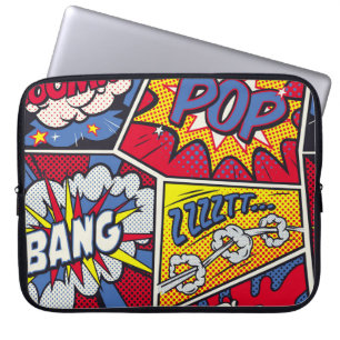 Retro-Pop-Art, Comic-Schreimuster. Laptopschutzhülle