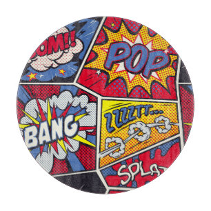 Retro-Pop-Art, Comic-Schreimuster. Schneidebrett