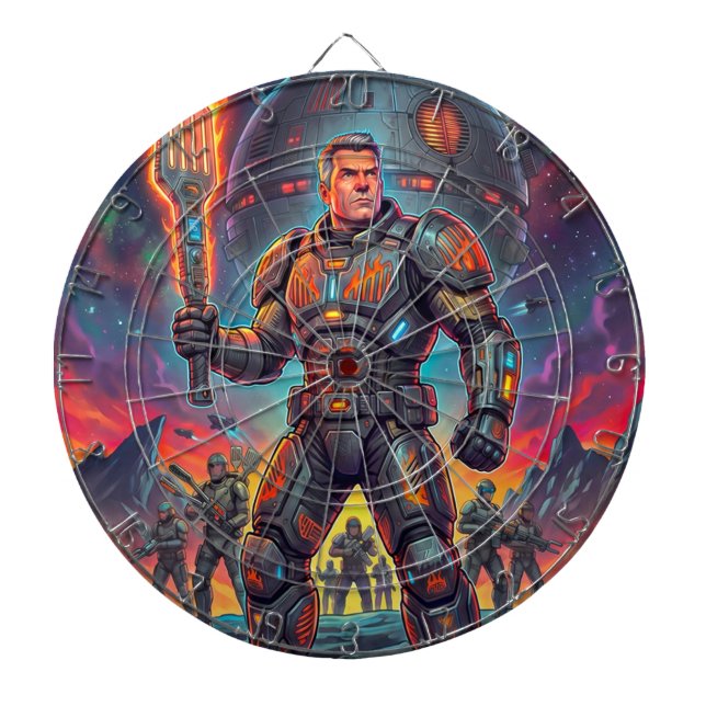 Retro-Pop-Art-Comic-Sci-Fi-Alien-Grill Dartscheibe (vorne)