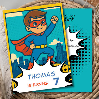 Retro-Pop-Art-Comic-Superheld-Superjunge-Birthday Einladung