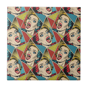 Retro-Pop-Art-Comicbook-Stil geometrisches Muster Fliese
