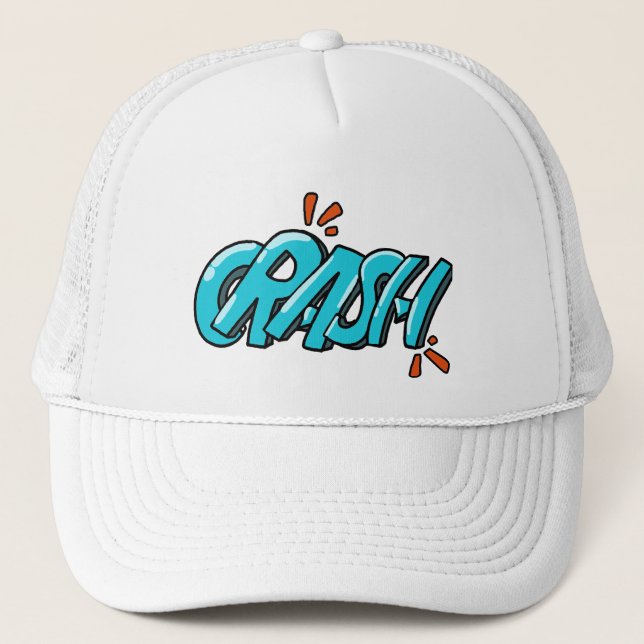Retro-Pop-Art CRASH Graffiti-Lettern Truckerkappe (Vorderseite)