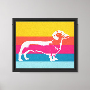 Retro-Pop-Art-Dachshund-Silhouette Leinwanddruck