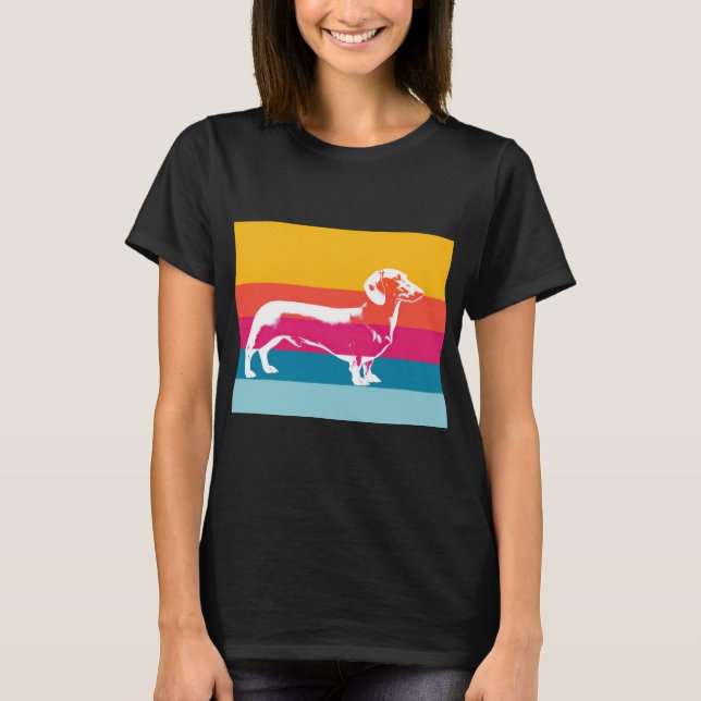 Retro-Pop-Art-Dachshund-Silhouette T-Shirt (Vorderseite)