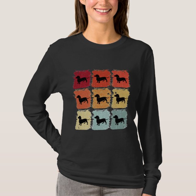 Retro Pop Art Dackel Hund T-Shirt (Vorderseite)