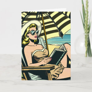 Retro-Pop-Art-Dame   Einfach nur Hallo sagen Karte