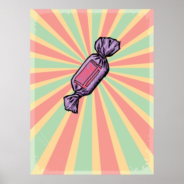 Retro-Pop-Art eingewickelte Süßigkeiten Poster (Vorne)