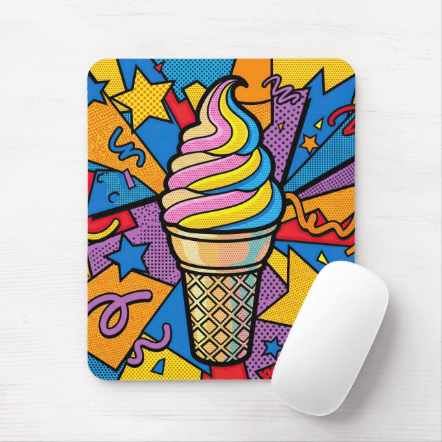 Retro-Pop-Art-Eiscreme-Kegel Mousepad (Mit Mouse)