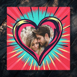 Retro Pop Art Foto und Name Valentinstag Leinwanddruck<br><div class="desc">Personalisierte Valentiner Tageswandkunst mit einem Retro-Pop in Rot,  Blau und Gelb. Das Herz ist in einem gotischen Tätowierungsstil auf der Rückseite. Sie können Ihr Lieblings-Foto und Ihre Namen im personalize-Bereich hinzufügen.</div>
