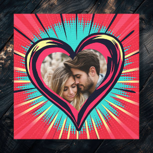 Retro Pop Art Foto und Name Valentinstag Leinwanddruck