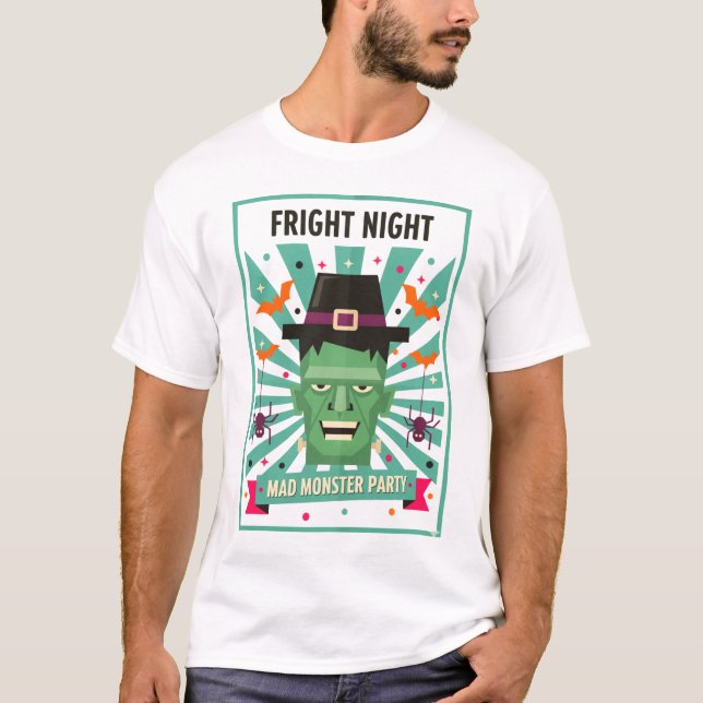 Retro Pop Art Frankenstein Mad Monster Party T-Shirt (Vorderseite)