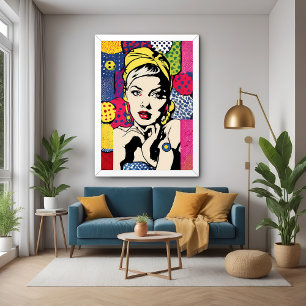 Retro-Pop-Art-Frauenporträtposter-Druck Poster