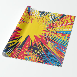 Retro-Pop-Art Gelbe Explosion Comic Geschenkpapier