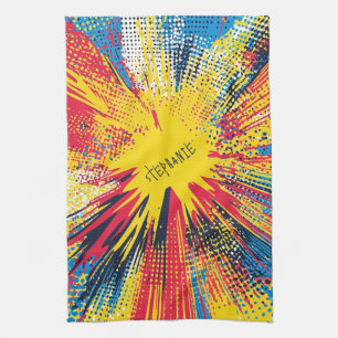 Retro-Pop-Art Gelbe Explosion Comic Geschirrtuch
