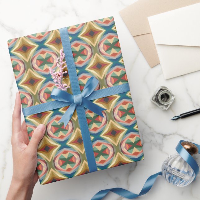 Retro-Pop-Art-Geometrisches-Farblockmuster Geschenkpapier (Schenken)