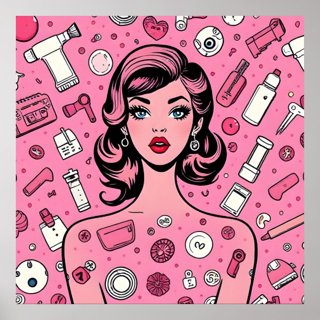 Retro Pop Art Girl Poster (Vorne)