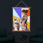 Retro Pop Art Hübsche Dame Backen Wandteppich Mit Holzrahmen<br><div class="desc">Farbenfrohe Retro Pop Kunst tätowierte Mädchen Kochen in der Küche.</div>