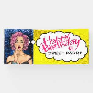 Retro Pop Art Hübsche Dame Geburtstagsbanner Banner