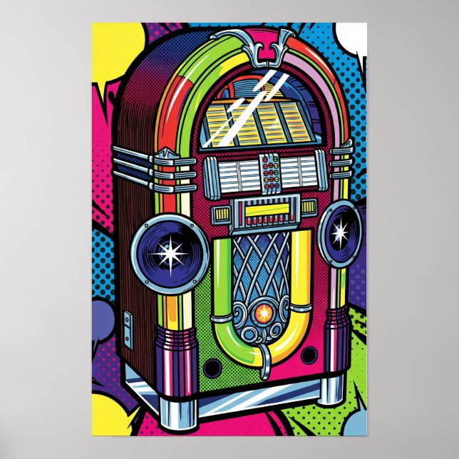 Retro Pop Art Jukebox Poster (Vorne)