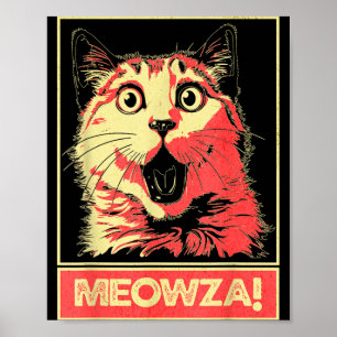 Retro-Pop-Art-Katze Meowza Lustige überraschte Kat Poster