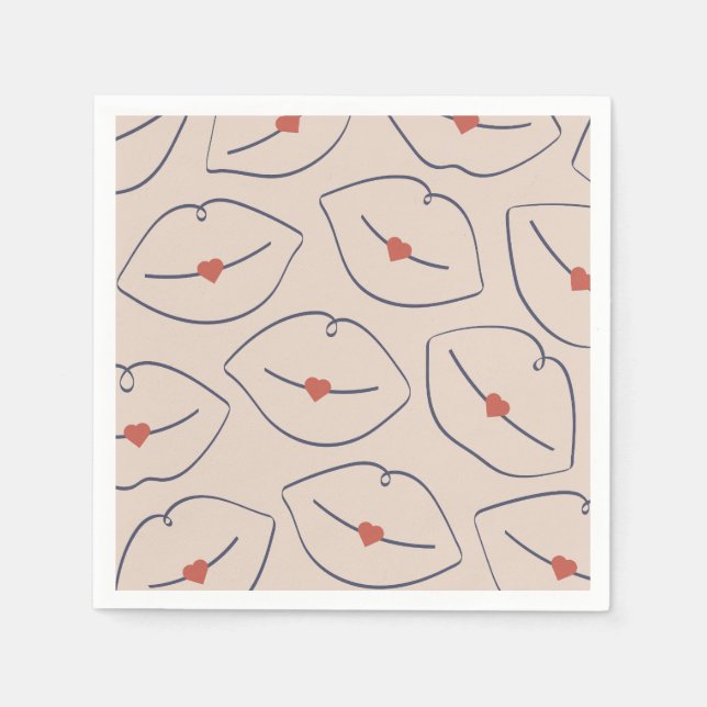 Retro Pop Art Lips & Heart Terracotta Red Serviette (Vorderseite)