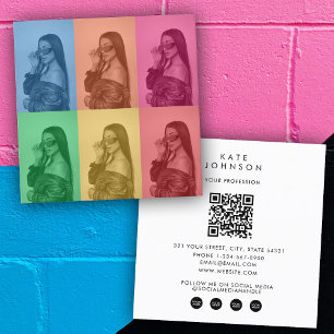 Retro Pop Art Modernes Foto Grid Influencer Quadratische Visitenkarte