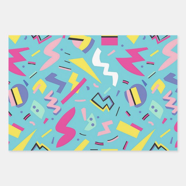 Retro Pop Art Pattern der 90er Geschenkpapier Set (Vorderseite)