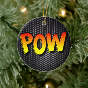Retro-Pop-Art POW! Comic-Schmuck Keramik Ornament