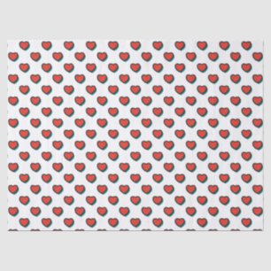 Retro Pop Art Red Blue Beige Herzmuster Seidenpapier