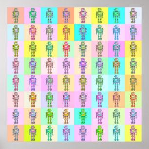 Retro Pop Art Robots v1 Poster