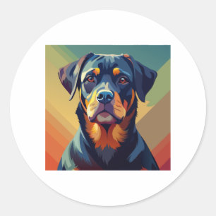 Retro Pop Art Rottweiler - Farbiges Dog Portrait Runder Aufkleber