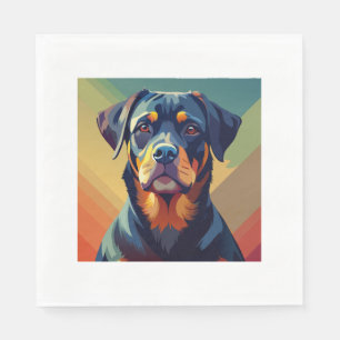 Retro Pop Art Rottweiler - Farbiges Dog Portrait Serviette