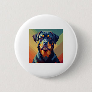Retro-Pop-Art-Rottweiler – Farbporträt eines Hunde Button