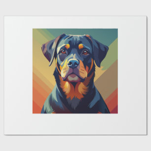Retro-Pop-Art-Rottweiler � Farbporträt eines Hunde Geschenkpapier