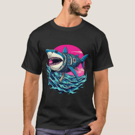 Retro Pop Art Shark & Waves - Bold Ocean Vibes T-Shirt