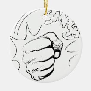 Retro Pop Art Smash Sketch Keramikornament