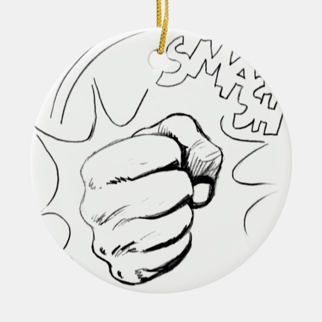 Retro Pop Art Smash Sketch Keramikornament (Vorne)