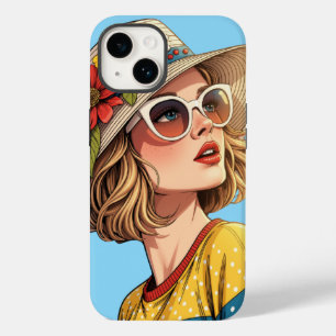 Retro-Pop-Art-Sommerfrau mit Sonnenbrille Case-Mate iPhone 14 Hülle