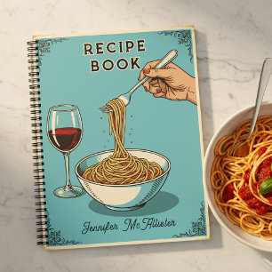 Retro-Pop-Art-Spaghetti-&-Wein-Kochrezept Notizbuch