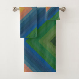 Retro Pop Art Strip Diamant Muster Badhandtuch Set