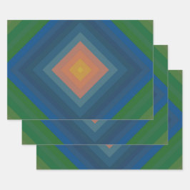 Retro Pop Art Strip Diamant Muster Geschenkpapier Set