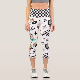 Retro Pop Art Style 1950er Style Graphics Capri Leggings