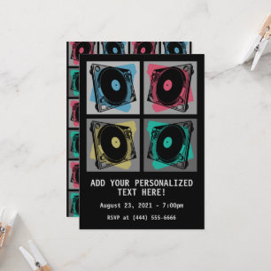 Retro Pop Art Turntable Einladung