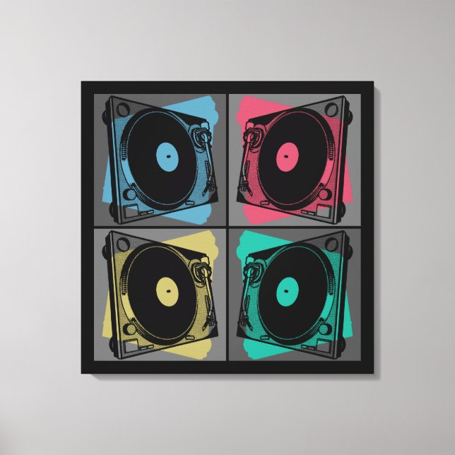 Retro Pop Art Turntable Leinwanddruck (Vorderseite)