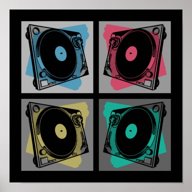 Retro Pop Art Turntable Poster (Vorne)