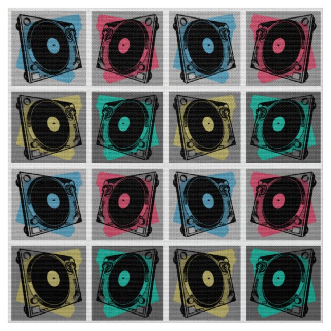 Retro Pop Art Turntable Stoff (Muster)