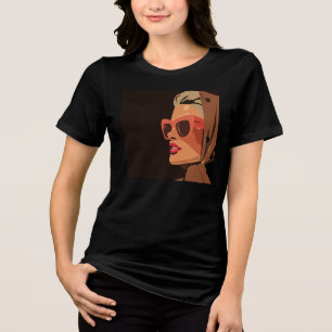 Retro Pop Art Woman mit Sonnenbrille Graphic Tri-Blend Shirt