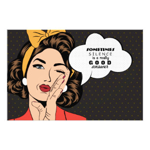 Retro Pop Art Woman Motivierend Sprechblase Fotodruck