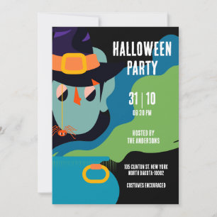 Retro Pop Black Halloween Vintag Costume Party Einladung